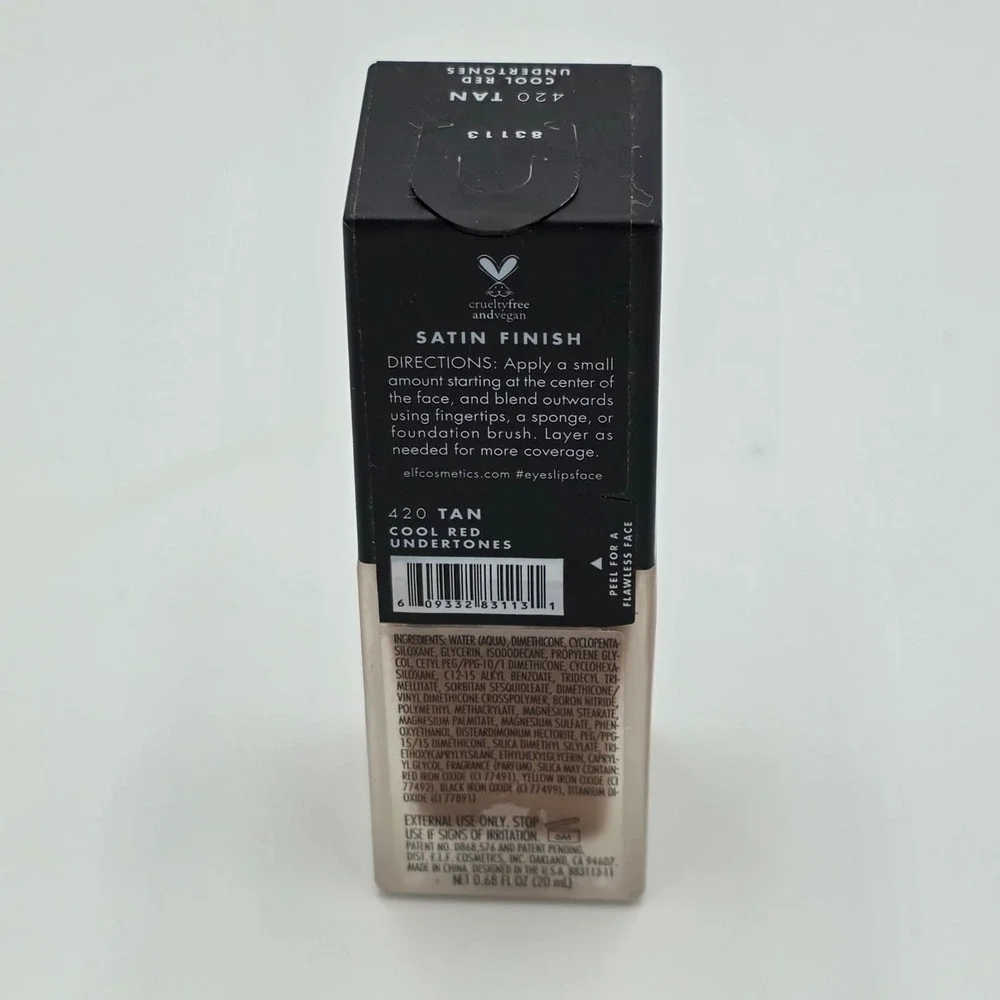 E.L.F. Flawless Satin Foundation Oil-Free Medium Coverage 83113 #420 Tan 0.68 Fl